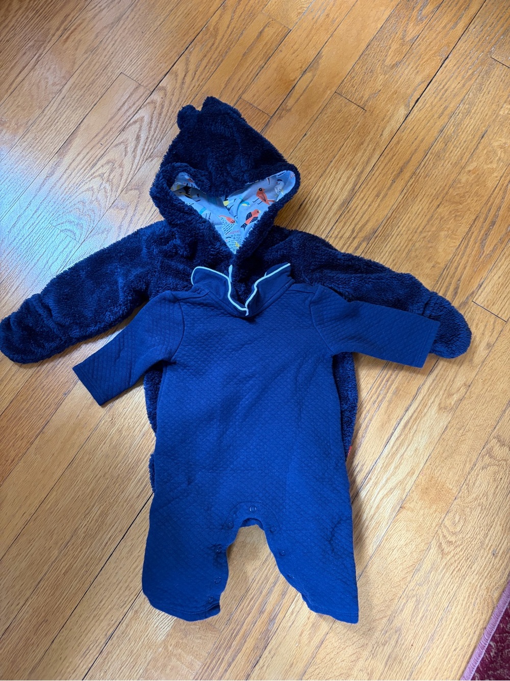Magnetic Me Navy Fuzzy Hooded Baby One-Piece with One Piece Outfit
